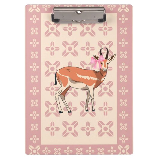 Elegant Pink Doe-patterned Christmas Klembord (Voorkant)
