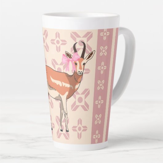 Elegant Pink Doe-patterned Christmas Latte Mok (Rechterhoek)