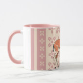 Elegant Pink Doe-patterned Christmas Mok (Links)