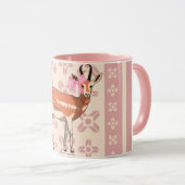 Elegant Pink Doe-patterned Christmas  Mok (Voorkant rechts)