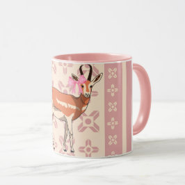 Elegant Pink Doe-patterned Christmas  Mok