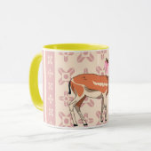 Elegant Pink Doe-patterned Christmas Mok (Voorkant links)