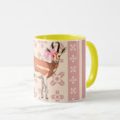 Elegant Pink Doe-patterned Christmas  Mok (Voorkant rechts)