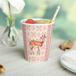 Elegant Pink Doe-patterned Christmas  Papieren Bekers