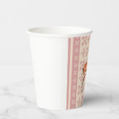 Elegant Pink Doe-patterned Christmas Papieren Bekers (Rechts)