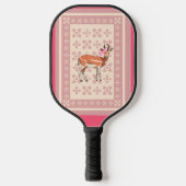Elegant Pink Doe-patterned Christmas Pickleball Paddle (Voorkant)