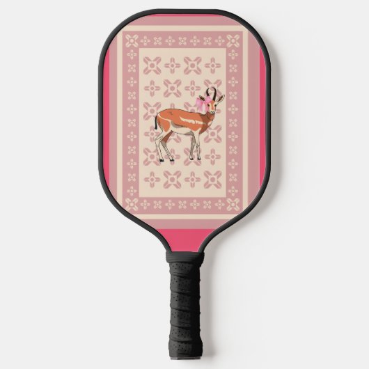 Elegant Pink Doe-patterned Christmas Pickleball Paddle (Voorkant)