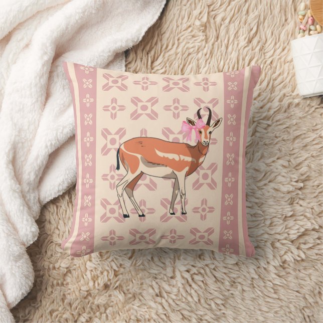 Elegant Pink Doe-patterned Christmas Pillow Kussen (Deken)