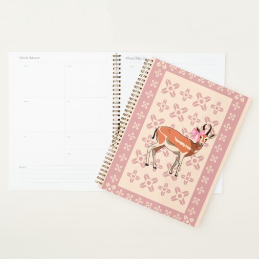 Elegant Pink Doe-patterned Christmas Planner (Display)