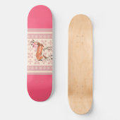 Elegant Pink Doe-patterned Christmas  Skateboard (Voorkant)