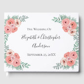 Elegant Pink en Green Floral Waterverf Wedding Gastenboek (Voorkant)
