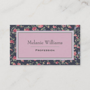 Elegant Pink en Navy Floral Visitekaartje