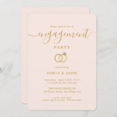 Elegant Pink et or invitation de la partie de fian (Devant / Derrière)