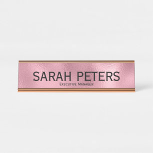 Élégant Pink Executive Manager Bureau Nom Plaque