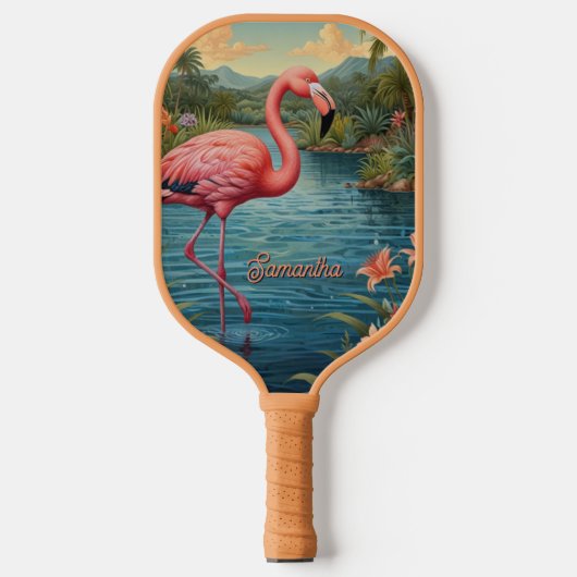 Elegant pink flamingo tropical paradise   pickleball paddle (Voorkant)