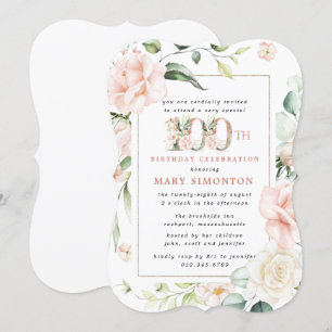 Elegant Pink Floral 100e verjaardag Kaart
