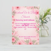 Elegant Pink Floral Baby Shower Invitation (Debout devant)