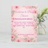 Elegant Pink Floral Baby Shower Invitation (Debout devant)