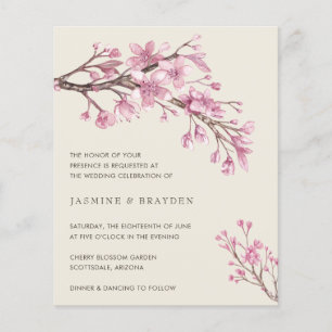 Elegant Pink Floral Budget Weddenschap Uitnodiging