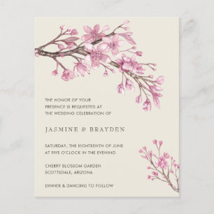 Elegant Pink Floral Budget Weddenschap Uitnodiging Flyer