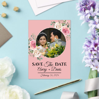 Elegant Pink Floral Fully Editable Save the Date Acryl Uitnodigingen