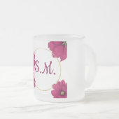 Elegant Pink Floral Gold Circle Coffee Mug (Devant droit)