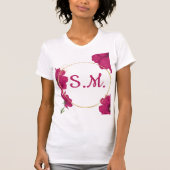 Elegant Pink Floral Gold Circle T-Shirt (Devant)