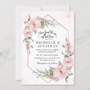 Elegant Pink Floral Gold Lijst Bijbel Verse Weddin Kaart