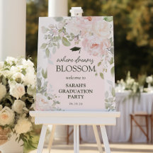 Elegant Pink Floral Graduation Party