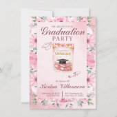 Elegant Pink Floral Graduation Party Invitation (Dos)