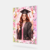 Elegant Pink Floral Graduation Party Invitation (Angle)