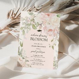 Elegant Pink Floral Graduation Party Kaart