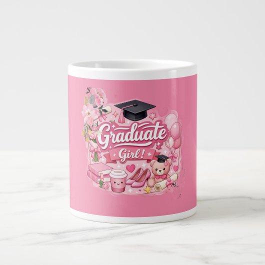 Elegant Pink Floral Graduation Party mug (Devant)