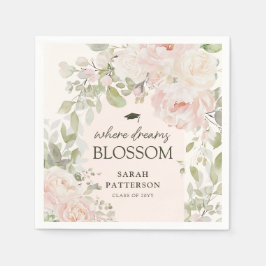 Elegant Pink Floral Graduation Party Servet