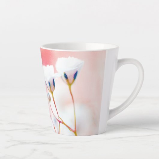 Elegant Pink Floral Latte Mok (Rechts)