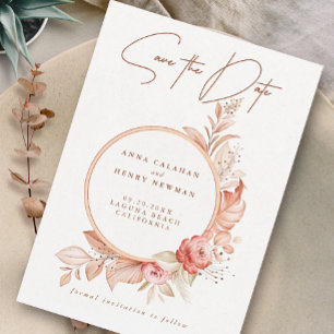 Elegant Pink Floral Lijst Weddenschap Save The Date