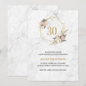 Elegant Pink Floral Marble 30th Birthday Kaart (Voorkant / Achterkant)