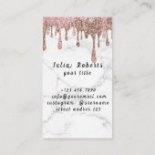 Elegant Pink Floral Monogram Initiaal Gold Letter  Visitekaartje (Achterkant)