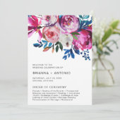 Élégant Pink Floral Programme de Mariage Moderne (Debout devant)