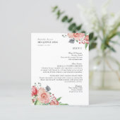 Elégant Pink Floral Quinceanera menu de boissons (Debout devant)