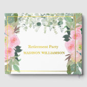 Élégant Pink Floral Retraite Party Gold Foil (Verso)
