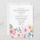 Élégant Pink Floral Retraite Party Invitation (Devant)