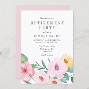 Élégant Pink Floral Retraite Party Invitation