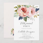 Élégant Pink Floral Retraite Party Invitation (Devant / Derrière)