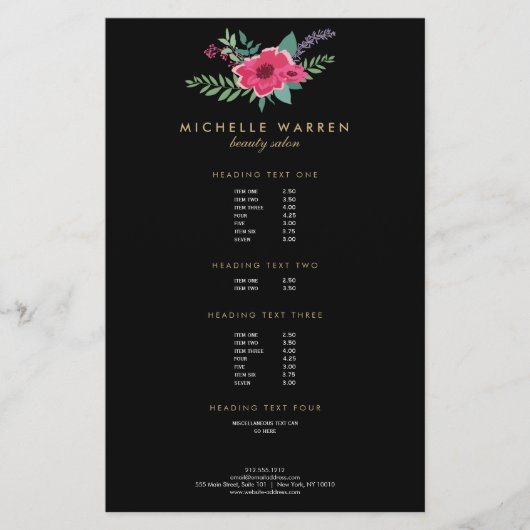 Elegant Pink Floral Salon II Flyer (Voorkant)
