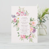 Elegant Pink Floral Spring Wedding Invitation (Debout devant)