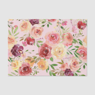 Elegant Pink Floral Waterverf Peony Flower Tissuepapier