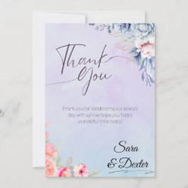 Elegant Pink Floral Waterverf Wedding Bedankkaart