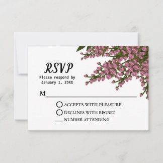 Elegant Pink Floral Waterverf Wedding Custom RSVP Kaartje