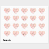 Elegant Pink Floral Waterverf Wedding Hart Sticker (Vel)